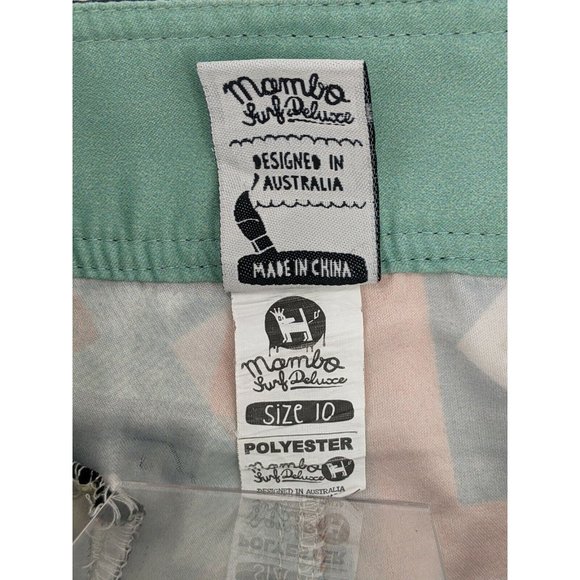 Mambo Boy's Board Shorts Size 10 Black Orange Geometric Zig Zag Pocket - Picture 12 of 12